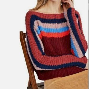 Free People Rainbow Striped Alpaca Blend Sweater - Size Medium